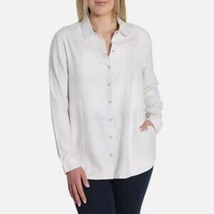 NEW Women's Jachs Girlfriend Super Soft Flannel Shirt White Size L H584